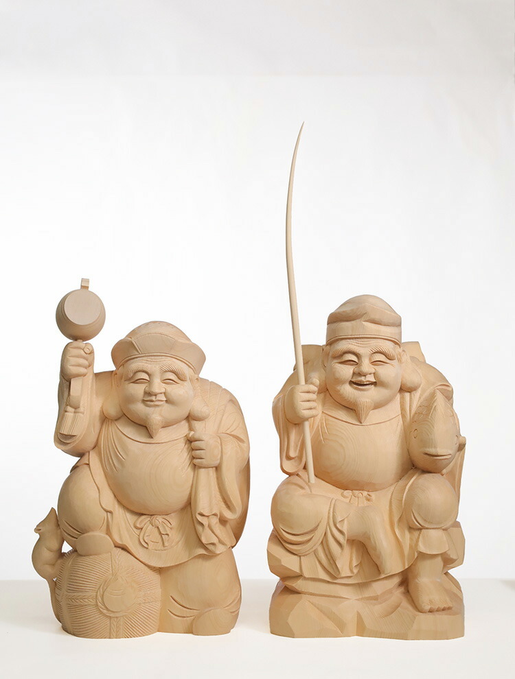 楽天市場】欅 恵比寿大黒 栃飾り木彫 木彫り えびす様 大黒様