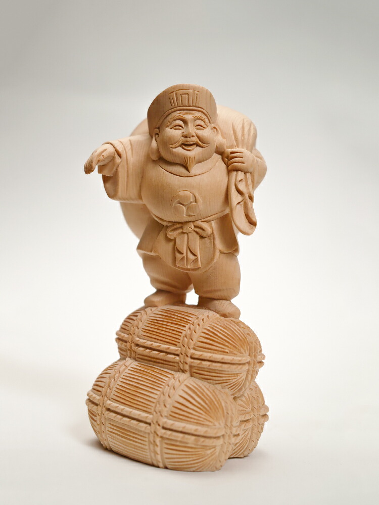 楽天市場】【総高20cm】大黒様 木彫り 置物 一刀彫 / 素材：桧