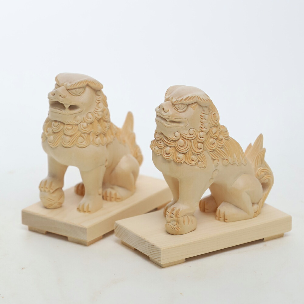 楽天市場】神具 木彫狛犬4寸(1対）職人の手彫り 木製の狛犬です