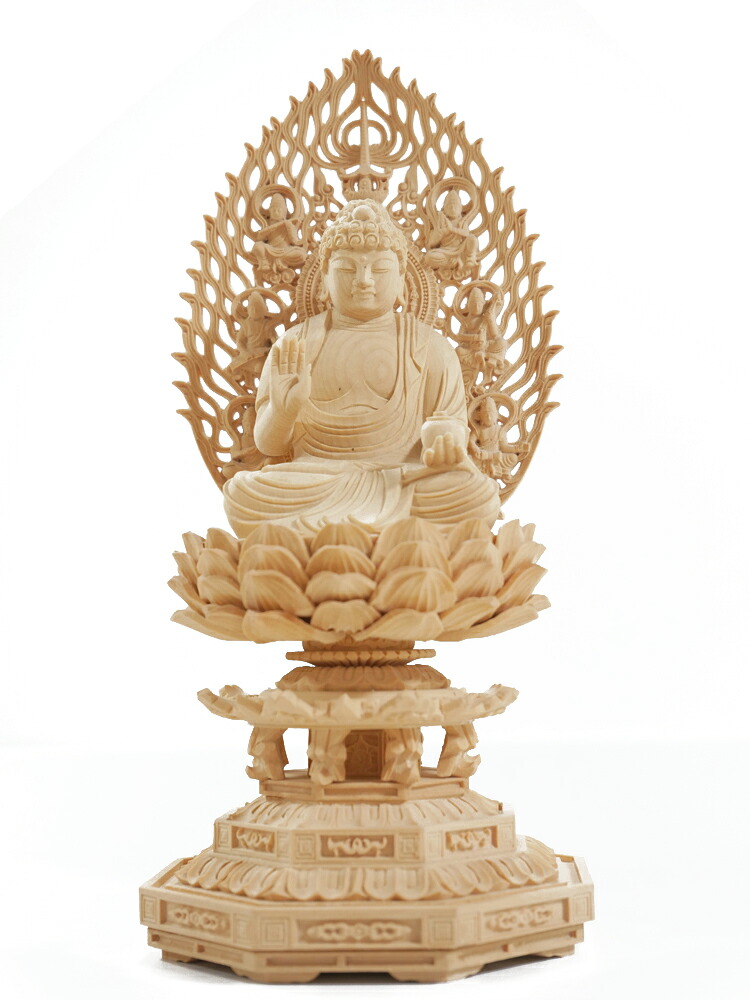 薬師如来 仏像 木彫り 仕様：無垢 / 素材：柘植（病気平癒 置物 木彫 お守り）~
