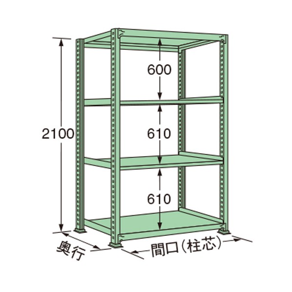 扶桑金属工業 中量ラック 890×900×2100mm グリーン ML2109K04T 1点