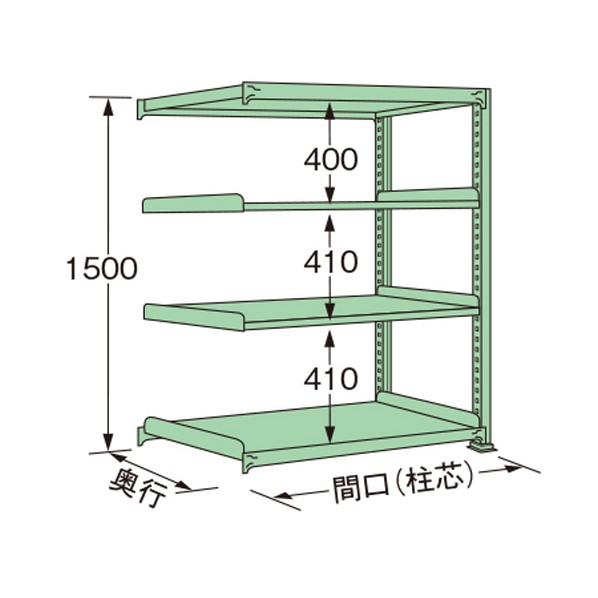 扶桑金属工業 中量ラック 1190×450×1500mm グリーン ML1512M04R 1点