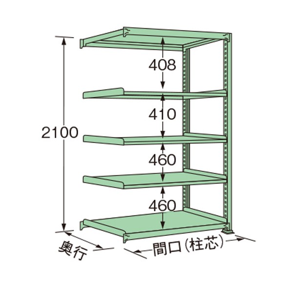 扶桑金属工業 中量ラック 1800×750×2100mm グリーン MG2118J05R 1点 40,885円