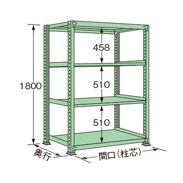 扶桑金属工業 中量ラック 1200×900×1800mm グリーン MG1812K04T 1点
