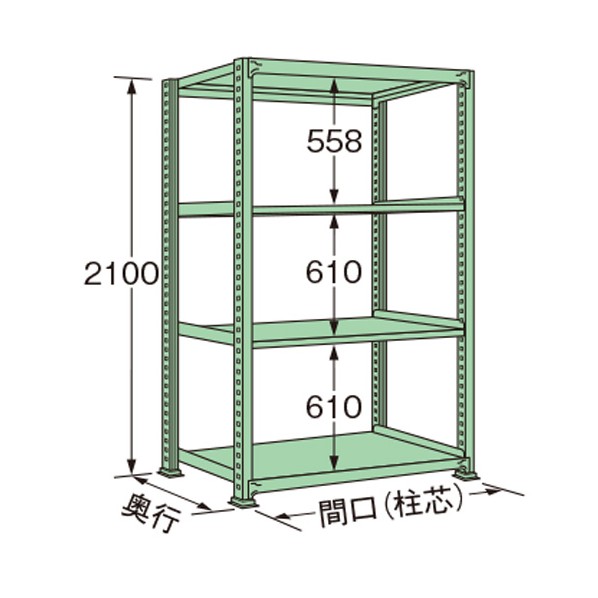 扶桑金属工業 中量ラック 1500×900×2100mm グリーン MG2115K04T 1点|DIY FACTORY ONLINE SHOP