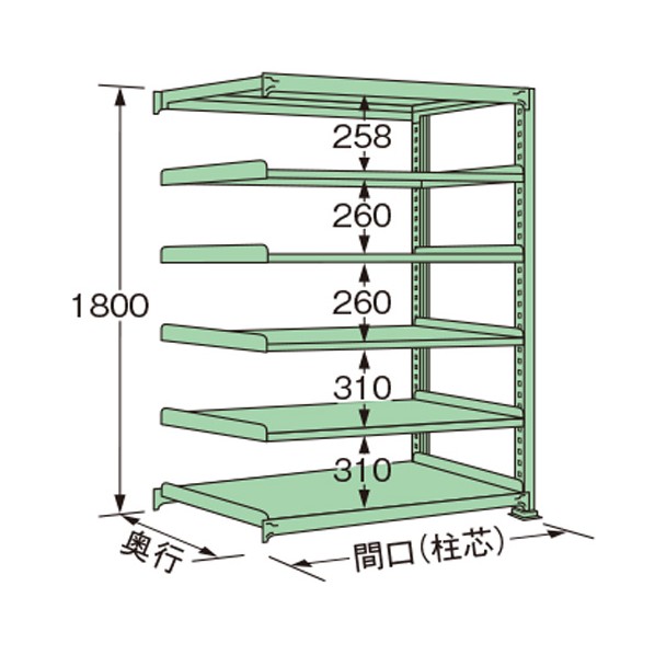 扶桑金属工業 中量ラック 1200&times;600&times;1800mm グリーン MG1812L06R 1点｜DIY FACTORY ONLINE SHOP