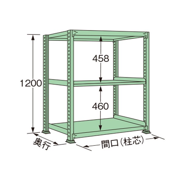 扶桑金属工業 中量ラック 1500×600×1200mm グリーン MM1215L03T 1点