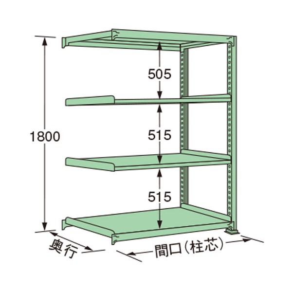 扶桑金属工業 中量ラック 890&times;600&times;1800mm グリーン MS1809L04R 1点｜DIY FACTORY ONLINE SHOP