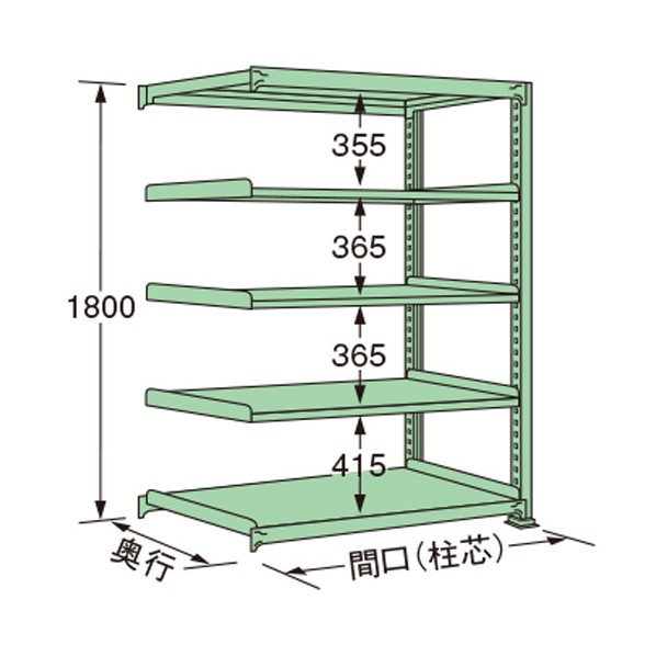 扶桑金属工業 中量ラック 890&times;600&times;1800mm グリーン MS1809L05R 1点｜DIY FACTORY ONLINE SHOP