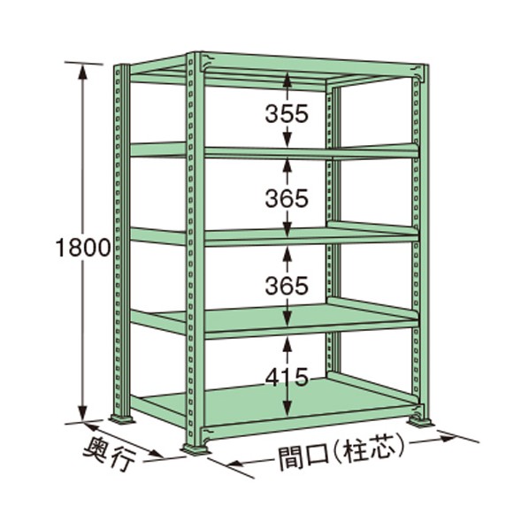 扶桑金属工業 中量ラック 1790×300×1800mm グリーン MS1818S05T 1点
