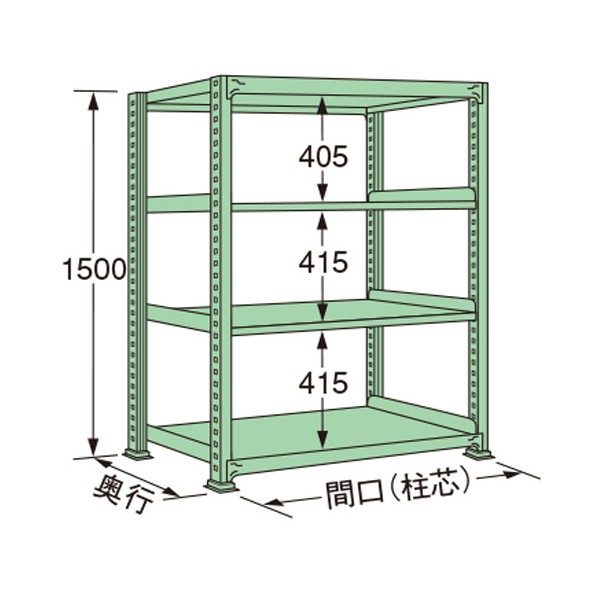 扶桑金属工業 中量ラック 1490×450×1500mm グリーン MS1515M04T 1点