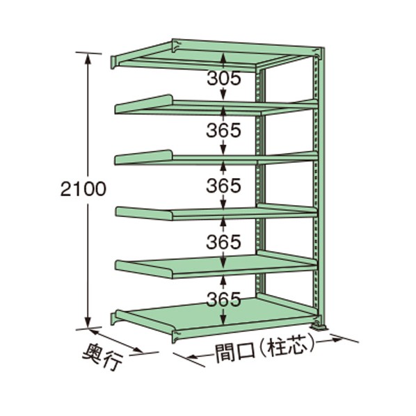 扶桑金属工業 中量ラック 1190×600×2100mm グリーン MS2112L06R 1点|DIY FACTORY ONLINE SHOP