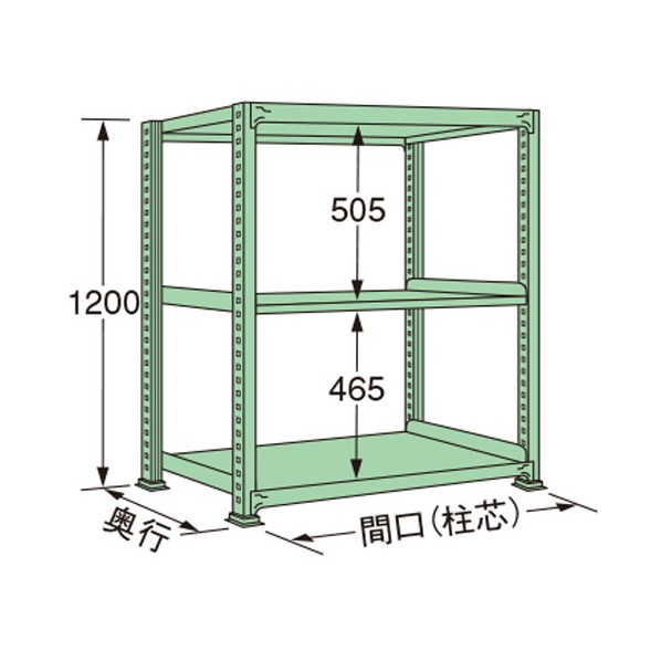 扶桑金属工業 中量ラック 890×300×1200mm グリーン MS1209S03T 1点
