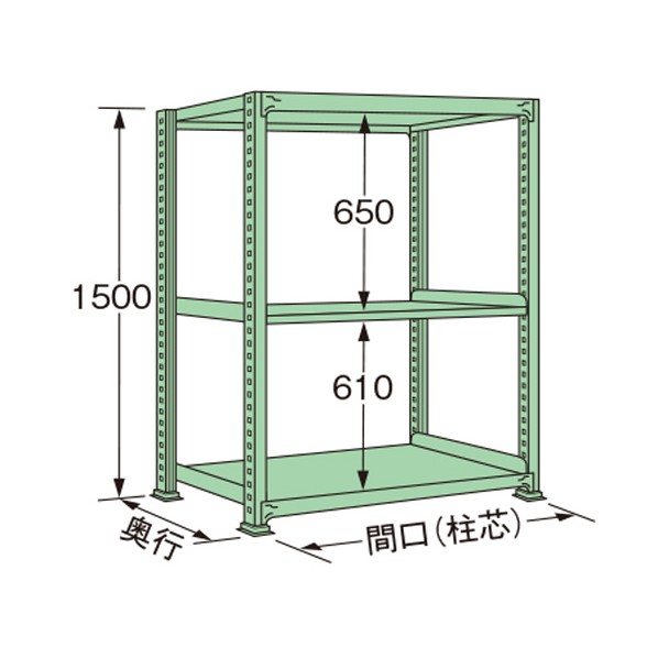扶桑金属工業 中量ラック 1490&times;300&times;1500mm グリーン ME1515S03T 1点｜DIY FACTORY ONLINE SHOP