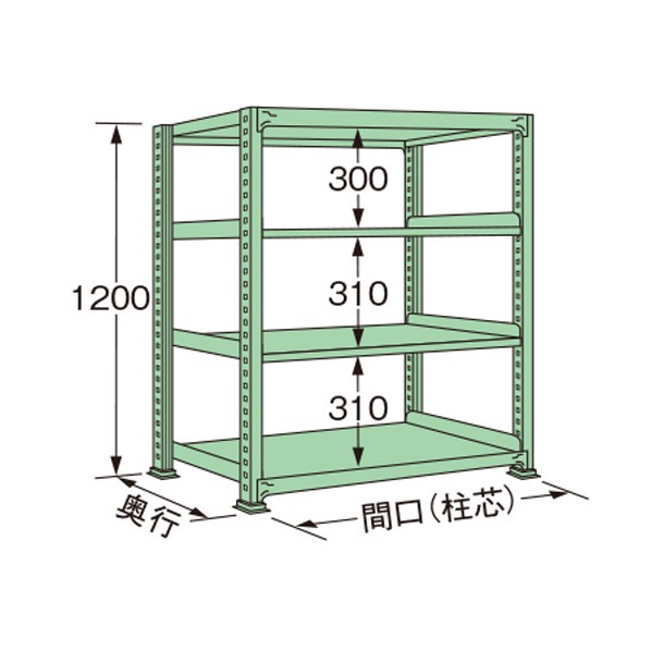 扶桑金属工業 中量ラック 1790&times;450&times;1200mm グリーン ME1218M04T 1点｜DIY FACTORY ONLINE SHOP