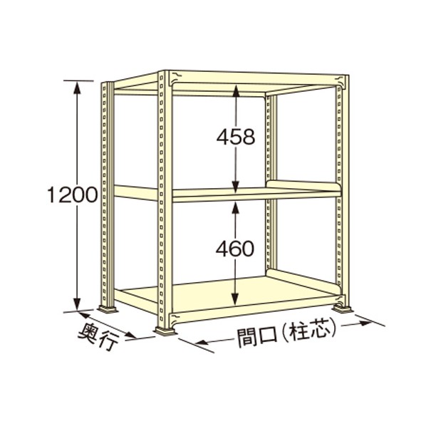 扶桑金属工業 中量ラック 1200×450×1200mm アイボリー WG1212M03T 1点