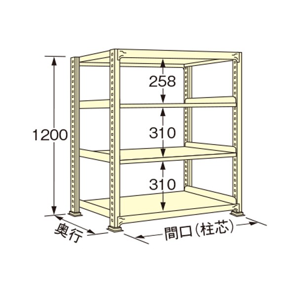 扶桑金属工業 中量ラック 1800×600×1200mm アイボリー WM1218L04T 1点