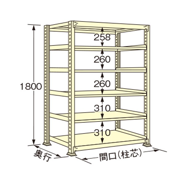 扶桑金属工業 中量ラック 1800×450×1800mm アイボリー WM1818M06T 1点 44,135円