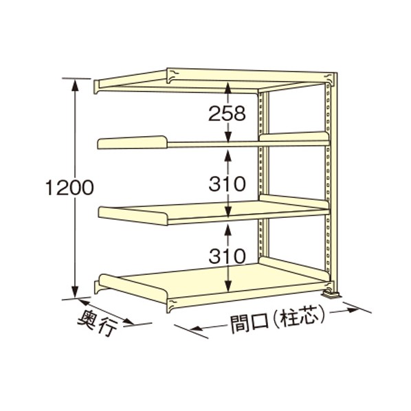 扶桑金属工業 中量ラック 1500×450×1200mm アイボリー WM1215M04R 1点