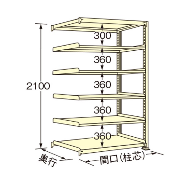 扶桑金属工業 中量ラック 1490&times;450&times;2100mm アイボリー WL2115M06R 1点｜DIY FACTORY ONLINE SHOP