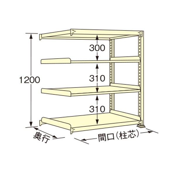 扶桑金属工業 中量ラック 1490×600×1200mm アイボリー WL1215L04R 1点