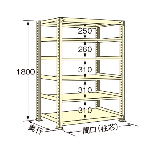 扶桑金属工業 中量ラック 1490×450×1800mm アイボリー WL1815M06T 1点