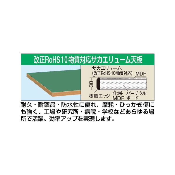 サカエ作業台オプション天板 中量用天板1500×750×30mmグリーンKV-1575FTENC|DIY FACTORY ONLINE SHOP
