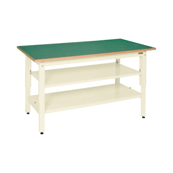 ※法人専用品※サカエ軽量立作業台 KDタイプ 中棚･中板付W1500&times;D750&times;H900mmアイボリーKD-59FNT2I｜DIY FACTORY ONLINE SHOP