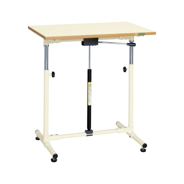 ※法人専用品※サカエ軽量セルワーク作業台 シングル脚W600×D450×H600～895mmアイボリーCLG-6045PIA
