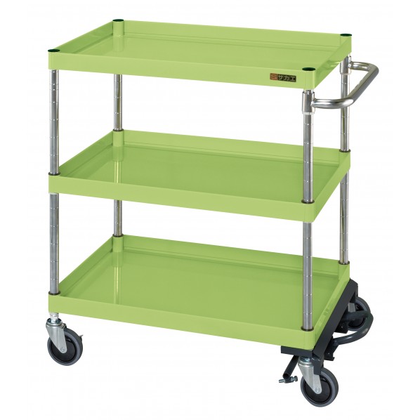 ※法人専用品※サカエCSパールワゴン(中量タイプ/サイレントエラストマー車/フットブレーキ付)W900&times;D600&times;H740グリーンCSP-9073BRSE｜DIY FACTORY ONLINE SHOP 31,058円