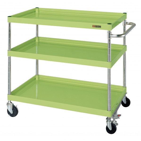 ※法人専用品※サカエCSパールワゴン(中量タイプ/ナイロンウレタン車/フロアストッパー付)W1200×D600×H880グリーンCSP-1283FSNU