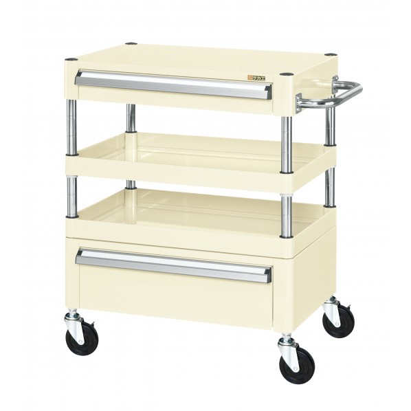 ※法人専用品※サカエCSパールワゴン(中量タイプ/ゴム車/引出し付)W750&times;D500&times;H740アイボリーCSP-7572ACI｜DIY FACTORY ONLINE SHOP
