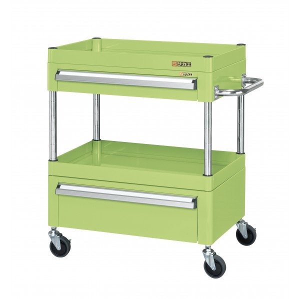 ※法人専用品※サカエCSパールワゴン(中量タイプ/サイレントエラストマー車/引出し付)W750&times;D500&times;H740グリーンCSP-7572AC2SE｜DIY FACTORY ONLINE SHOP