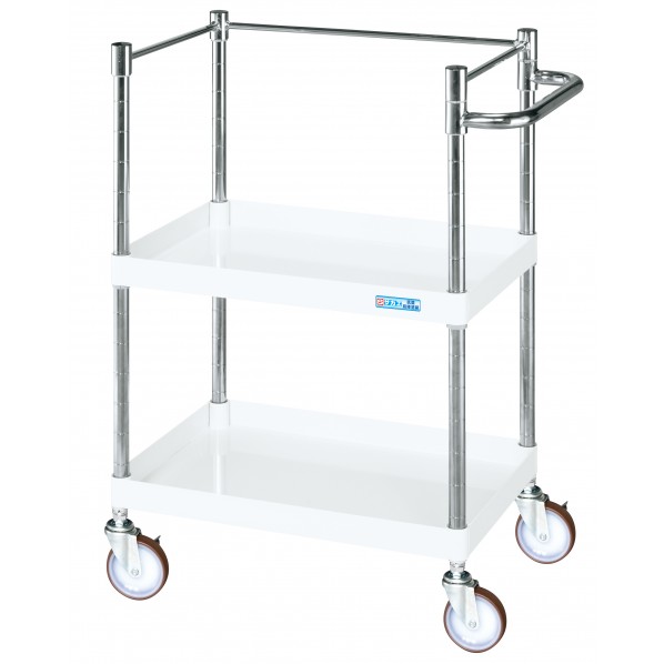 ※法人専用品※サカエCSパールワゴン(中量タイプ/ゴム車/コボレ止め付)W750×D500×H880パールホワイトCSP-7582KW|DIY FACTORY ONLINE SHOP