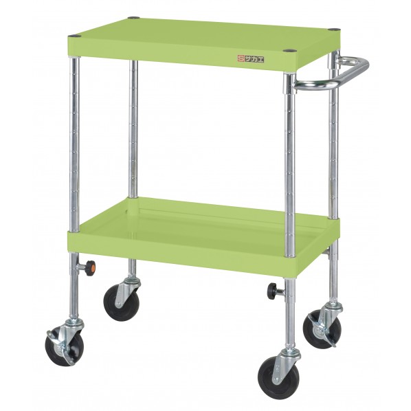 ※法人専用品※サカエCSパールワゴン(高さ調整タイプ/ナイロンウレタン車/H725～975)W600×D400×H725～975グリーンTCSP-6072NU