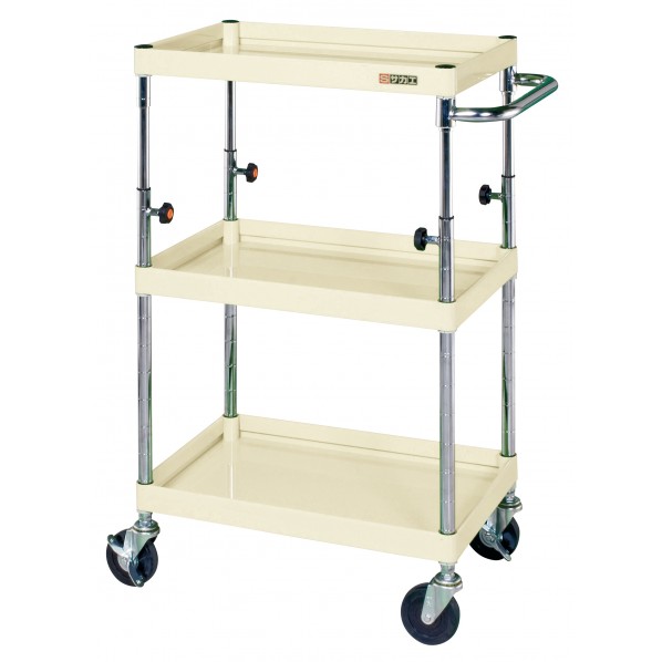 ※法人専用品※サカエCSパールワゴン(高さ調整タイプ/サイレントエラストマー車/H850～1100)W750×D500×H850～1100アイボリーTCSP-7583SEI