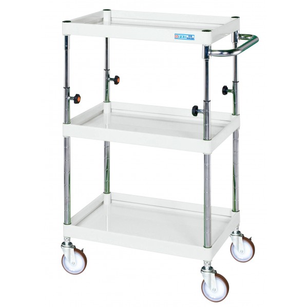 ※法人専用品※サカエCSパールワゴン(高さ調整タイプ/サイレントエラストマー車/H850～1100)W750×D500×H850～1100パールホワイトTCSP-7583SEW