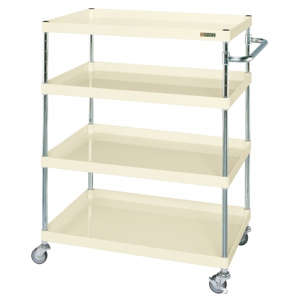 ※法人専用品※サカエCSパールワゴン(軽量タイプ/ナイロンウレタン車)W900×D600×H1200アイボリーCSP-90124LNUI