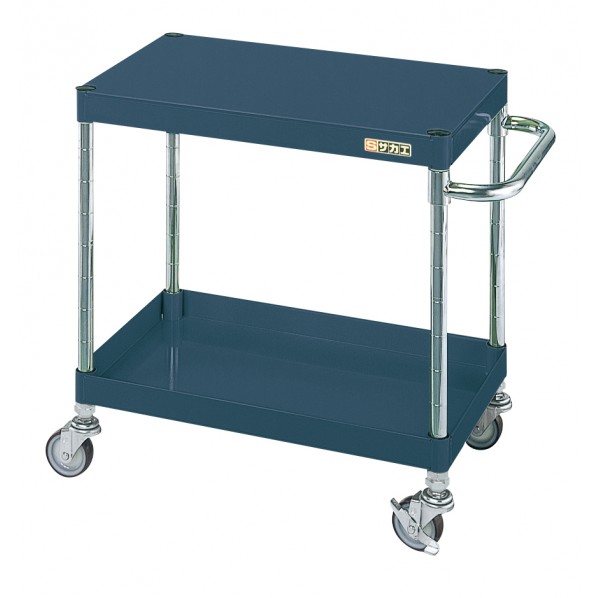 ※法人専用品※サカエCSパールワゴン(軽量タイプ/ゴム車/H600/2段)W750&times;D500&times;H600ダークグレーCSP-7562LD｜DIY FACTORY ONLINE SHOP