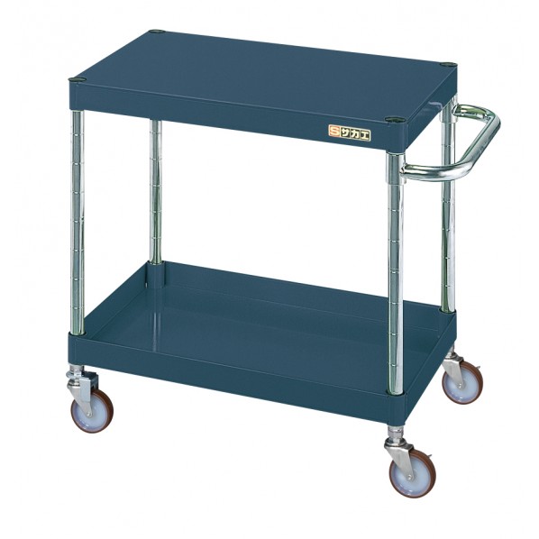 ※法人専用品※サカエCSパールワゴン(軽量タイプ/ゴム車/H600/2段/直進安定金具付)W750×D500×H600ダークグレーCSP-7562LYD|DIY FACTORY ONLINE SHOP