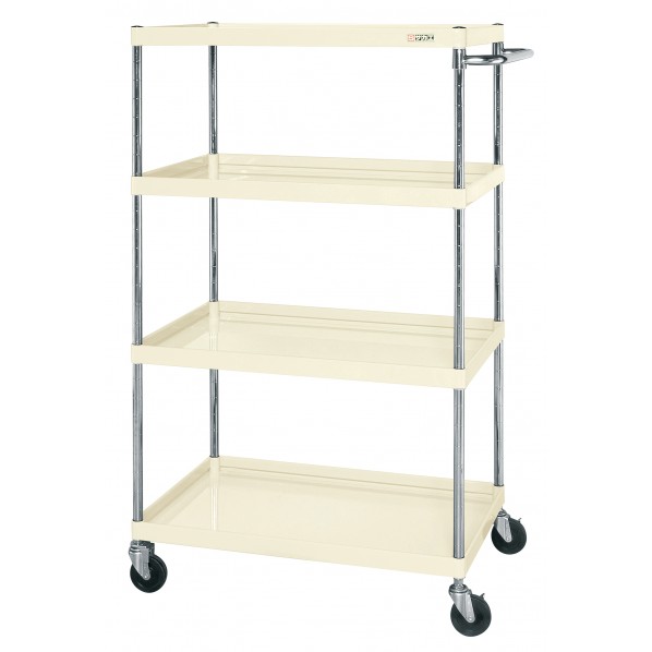※法人専用品※サカエCSパールワゴン(軽量タイプ/ゴム車)W900×D600×H1200アイボリーCSP-90124LI