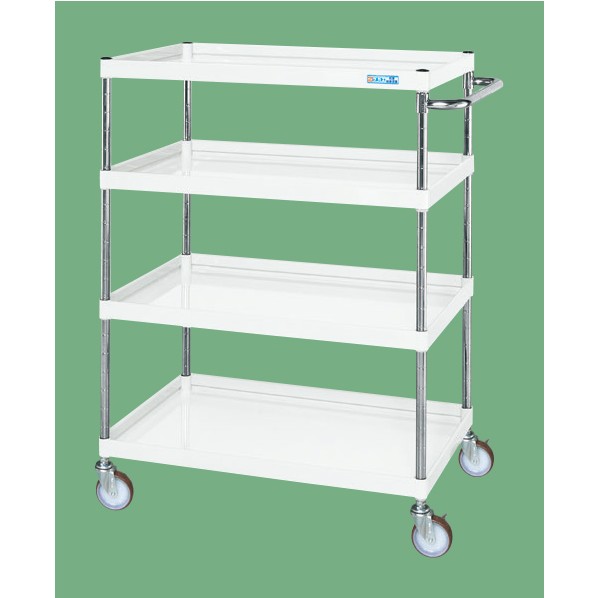 ※法人専用品※サカエCSパールワゴン(中量/抗菌パールホワイト/ナイロンウレタン車)W750×D500×H1200パールホワイトCSP-75124NUW