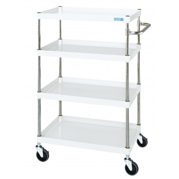 ※法人専用品※サカエCSパールワゴン(中量/抗菌パールホワイト/サイレントエラストマー車)W900×D600×H1200パールホワイトCSP-90124SEW