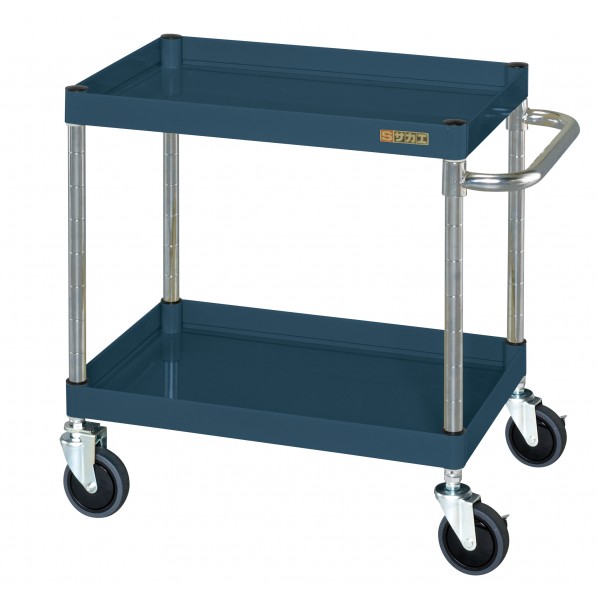 ※法人専用品※サカエCSパールワゴン(中量タイプ/ナイロンウレタン車/H600/2段/直進安定金具付)W750×D500×H600ダークグレーCSP-7562YNUD|DIY FACTORY ONLINE SHOP