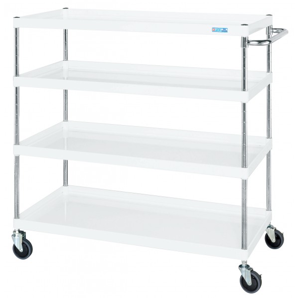 ※法人専用品※サカエCSパールワゴン(中量タイプ/サイレントエラストマー車/H1200/4段)W1200×D600×H1200パールホワイトCSP-12124SEW 31,617円