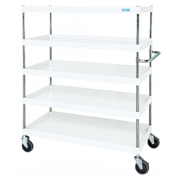 ※法人専用品※サカエCSパールワゴン(中量タイプ/ナイロンウレタン車/H1500/5段)W1200×D600×H1500パールホワイトCSP-12155NUW