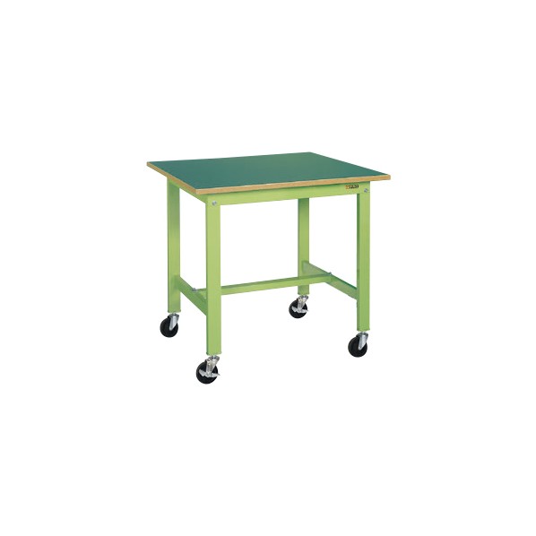 サカエ軽量作業台(KK/200kg/サカエリューム天板/キャスター付/直進安定金具無)W1200×D750×H840グリーンKK-49FUB2