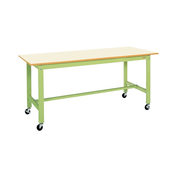 サカエ軽量作業台(KK/200kg/ポリエステル天板/キャスター付/直進安定金具無)W1800×D750×H810グリーンKK-69UB1IG|DIY FACTORY ONLINE SHOP