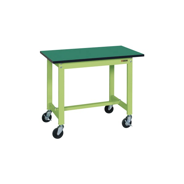 サカエ軽量作業台(KS/200kg/サカエリューム天板/H740/キャスター付/直進安定金具無)W1200×D600×H740グリーンKS-126FEUR|DIY FACTORY ONLINE SHOP