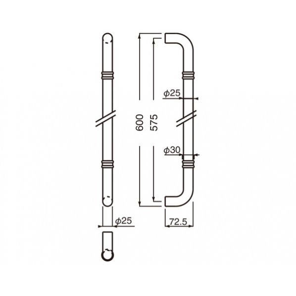 シロクマ 丸棒取手G形 金 600 NO-253G 1組｜DIY FACTORY ONLINE SHOP